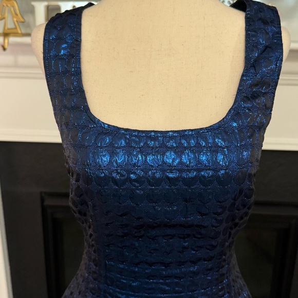 Betsey Johnson Metallic Blue Fit & Flare Dress (Size 4) - Picture 2 of 10